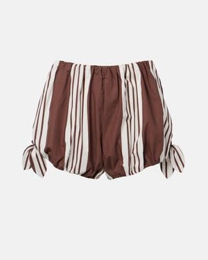 Posse Rosie Striped Cotton Shorts - Red