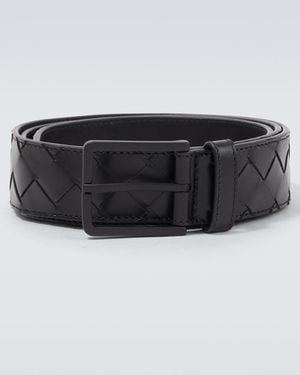 Bottega Veneta Intrecciato Leather Belt - Black