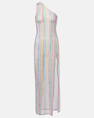 Missoni Zigzag Sheer One-Shoulder Maxi Dress - White