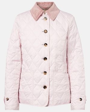 Burberry Corduroy-Trimmed Quilted Jacket - Pink