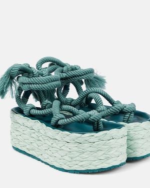Isabel Marant Elif Platform Espadrille Sandals - Green