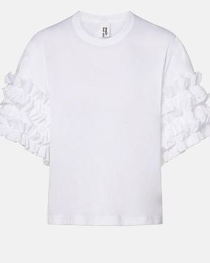 Noir Kei Ninomiya Ruffled Cotton T-Shirt - White