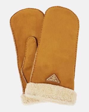 Prada Shearling Mittens - Metallic