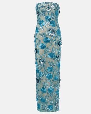 Rachel Gilbert Pierre Embellished Bustier Gown - Blue