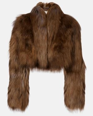 Blumarine Cropped Shearling Jacket - Brown