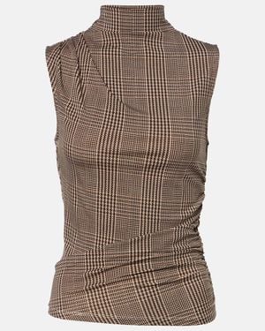Veronica Beard Mylie Houndstooth Jersey Top - Brown