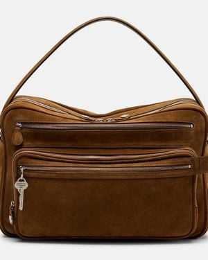 Acne Studios Schultertasche Camero Large Aus Veloursleder - Braun