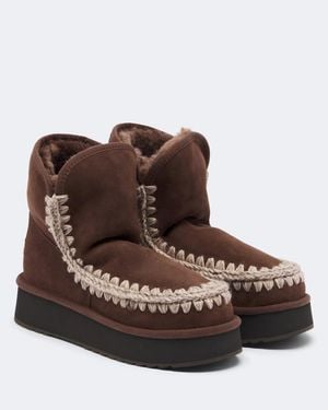 Mou Ankle Boots Aus Veloursleder - Braun