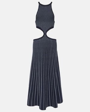 Gabriela Hearst Tam Striped Cutout Wool And Silk Maxi Dress - Blue