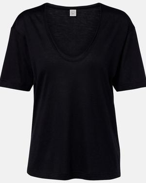 TOTEME Cotton And Silk Jersey T-Shirt - Black