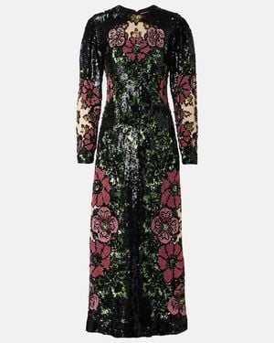 La DoubleJ Clingy Swing Sequined Maxi Dress - Black