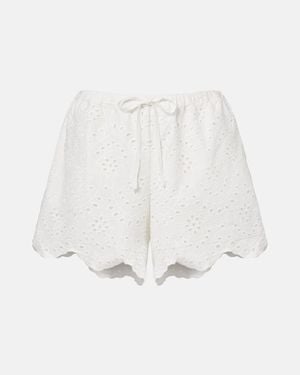 Poupette Cruse Broderie Anglaise Cotton Shorts - White