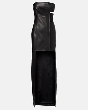Jean Paul Gaultier Cutout Asymmetric Leather Maxi Dress - Black