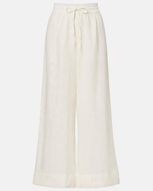 Polo Ralph Lauren Cropped Linen And Cotton Wide-Leg Trousers - White