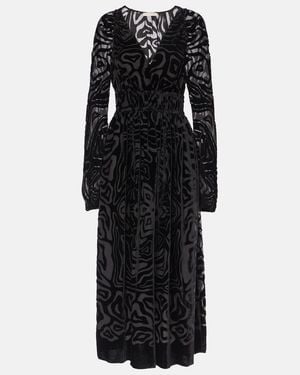 Ulla Johnson Elora Velvet And Mesh Midi Dress - Black