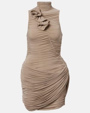 Magda Butrym Floral-Applique Ruched Minidress - Natural