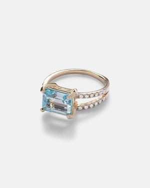 Mateo Point Of Focus 14Kt Ring With Diamonds And Topaz - Blue