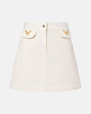 Valentino Vgold Denim Skirt - Natural