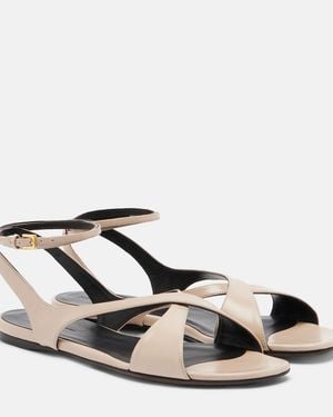 KHAITE Liria Leather Sandals - Black