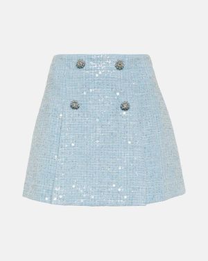 Self-Portrait Minifalda de punto boucle - Azul