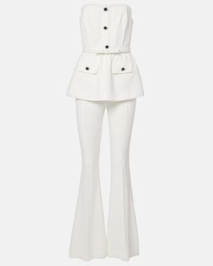Self-Portrait Strapless Crepe Jumpsuit - White