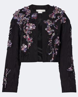 Dries Van Noten Vonda Applique Embellished Cropped Jacket - Black