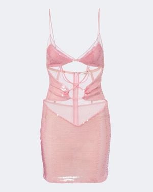 Nensi Dojaka Sequined Cutout Minidress - Pink