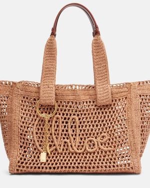 Chloé Summer Banana Raffia Tote Bag - Brown