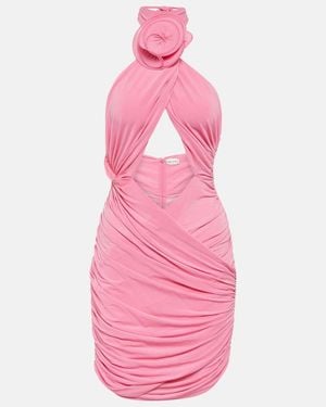 Magda Butrym Floral-Applique Silk-Blend Minidress - Pink