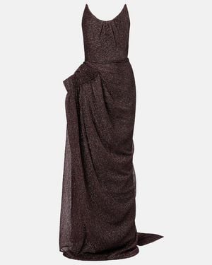 Maticevski Lexicon Draped Gathered Lame Gown - Brown
