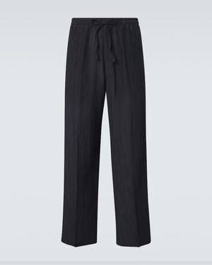 Umit Benan Julian Linen And Cotton Straight Trousers - Blue