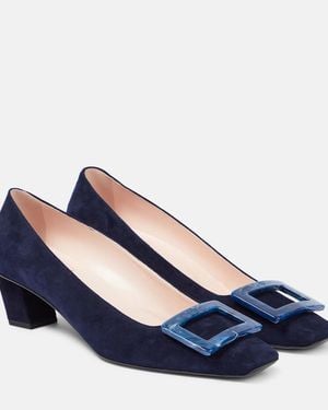 Roger Vivier Belle Vivier 45 Suede Court Shoes - Blue