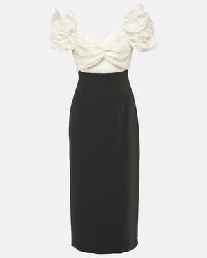 Costarellos Ziselle Cutout Lurex And Crepe Midi Dress - White