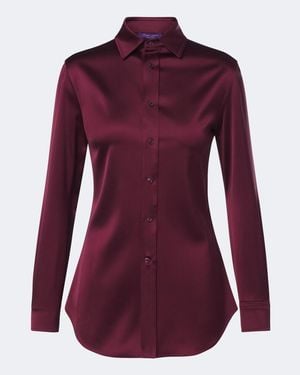 Ralph Lauren Cameron Ii Satin Shirt - Purple