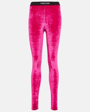 Tom Ford Logo Velvet leggings - Pink