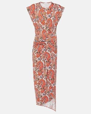 Rabanne Gathered Paisley Jersey Midi Dress