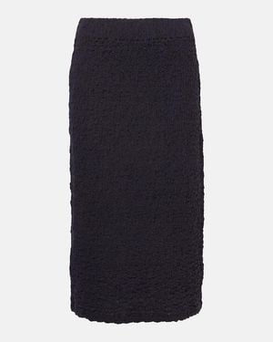 Vince Smocked Cotton-Blend Midi Skirt - Blue