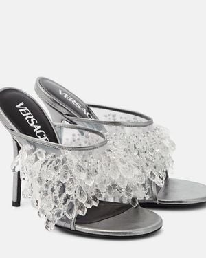 Versace Embellished Pvc Mules - White