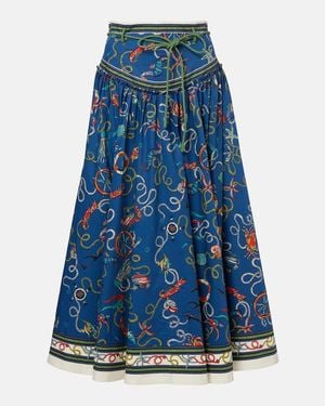 ALÉMAIS Cove Printed Cotton Maxi Skirt - Blue