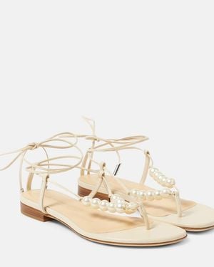 Magda Butrym Embellished Leather Sandals - Natural