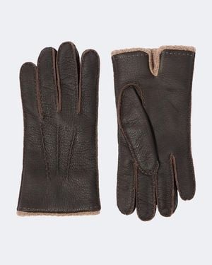 Thom Sweeney Leather And Cashmere Gloves - Black