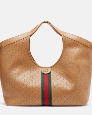 Gucci Tote Bag Giglio Large Aus Leder - Braun