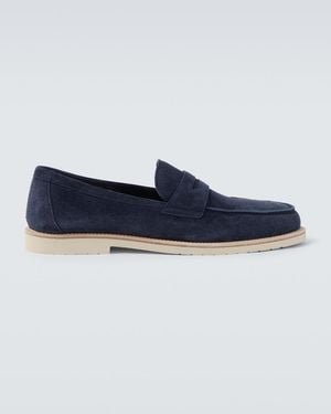 Brunello Cucinelli Suede Penny Loafers - Blue