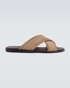 Manolo Blahnik Tex Suede Sandals - Brown