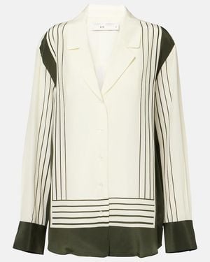 SIR. Leilana Striped Silk Crepe De Chine Shirt - Natural