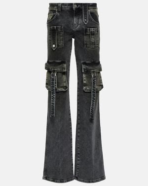 Blumarine Low-Rise Denim Cargo Pants - Black