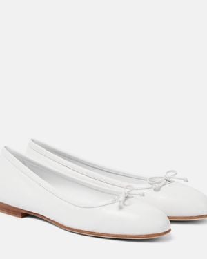 Manolo Blahnik Verallii Leather Ballet Flats - White