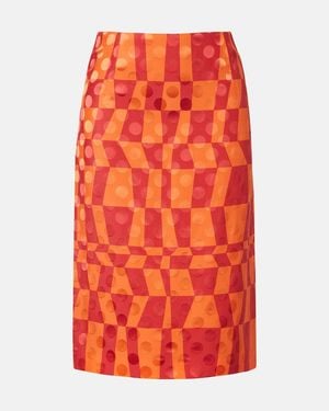 Dries Van Noten Satin Jacquard Midi Skirt - Orange