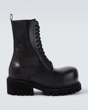 Balenciaga Schnuerstiefel Stomper Aus Leder - Schwarz