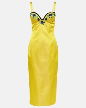 Miss Sohee Iris Embellished Velvet Midi Dress - Yellow